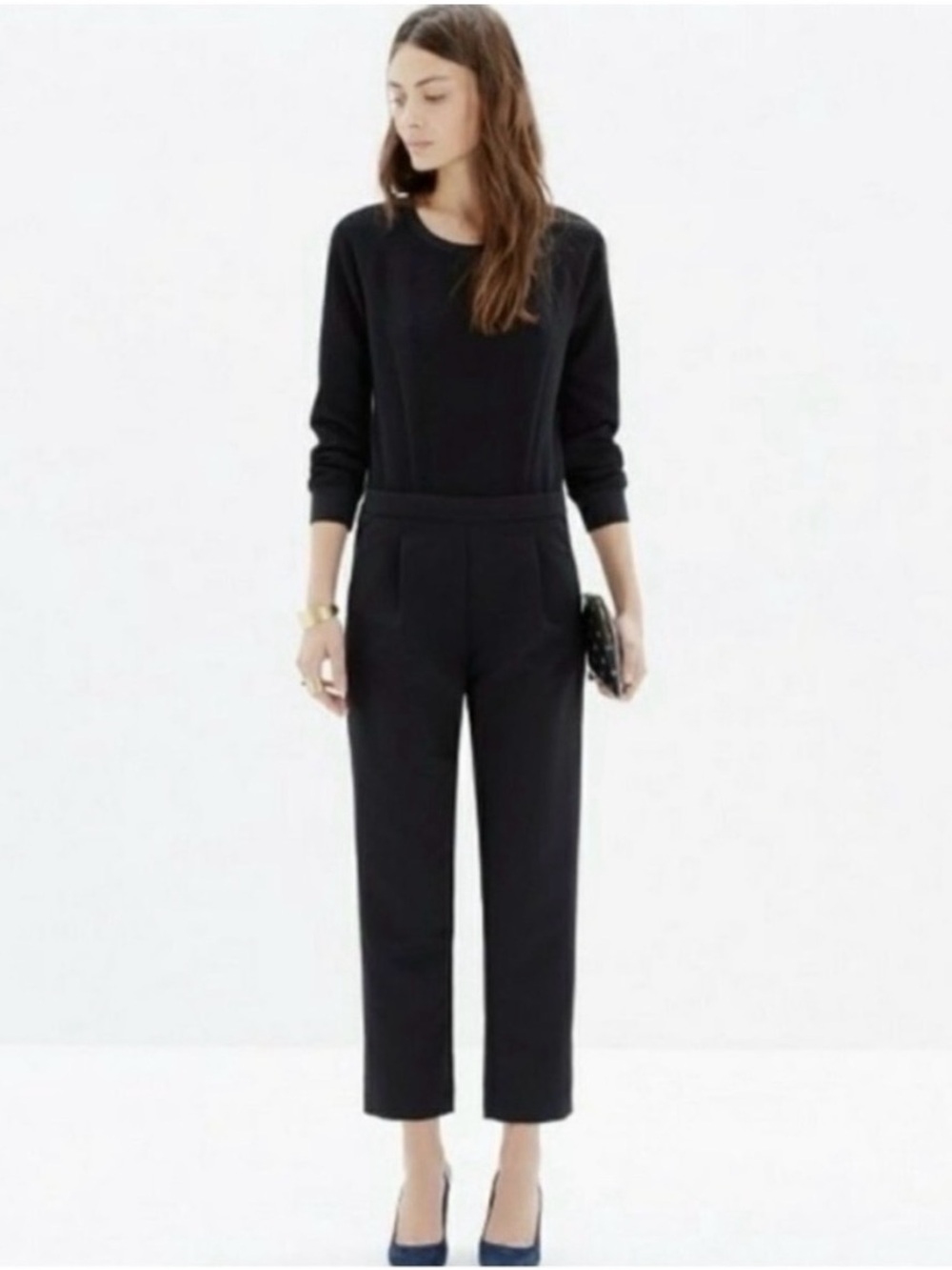 Madewell Black Cropped Straight-Leg Jumpsuit